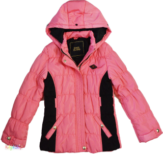 River Island rózsaszín-fekete téli kabát 9-10év 4-Hibátlan(nincs öve)
