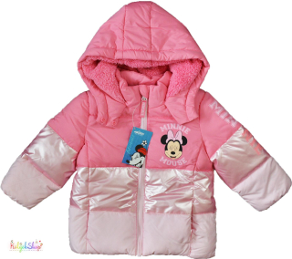 F&F Minnie rózsaszín, belül bundás téli kabát 86 6-Új