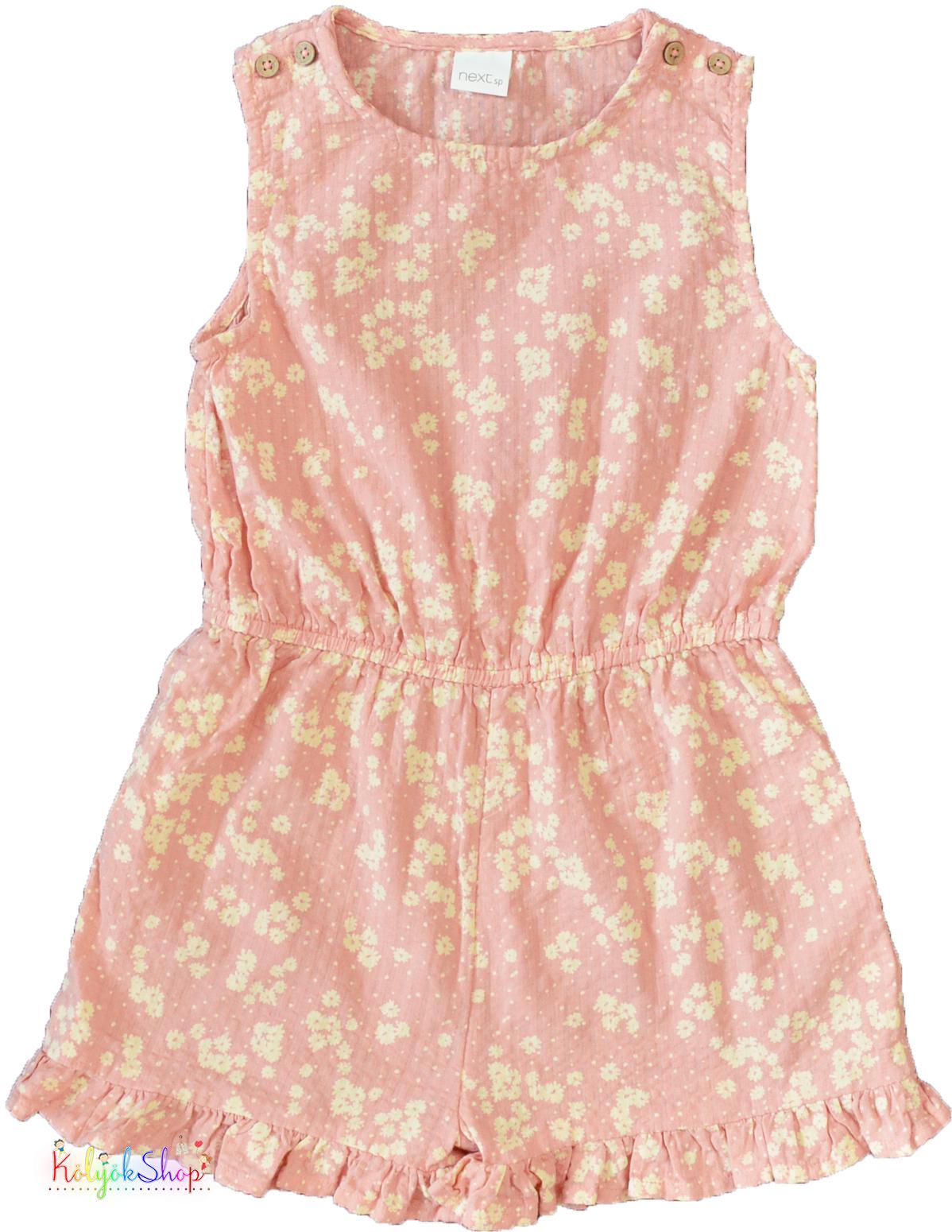Next virág mintás rózsaszín playsuit 4év 4-Hibátlan