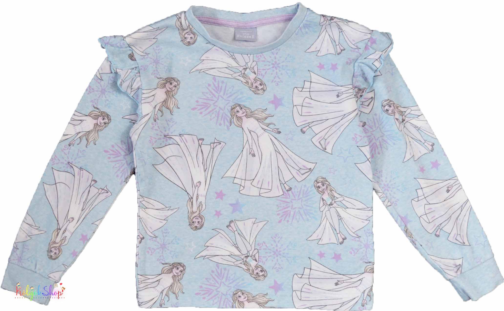Matalan Jégvarázs mintás világoskék pizsi felső 7év 4-Hibátlan