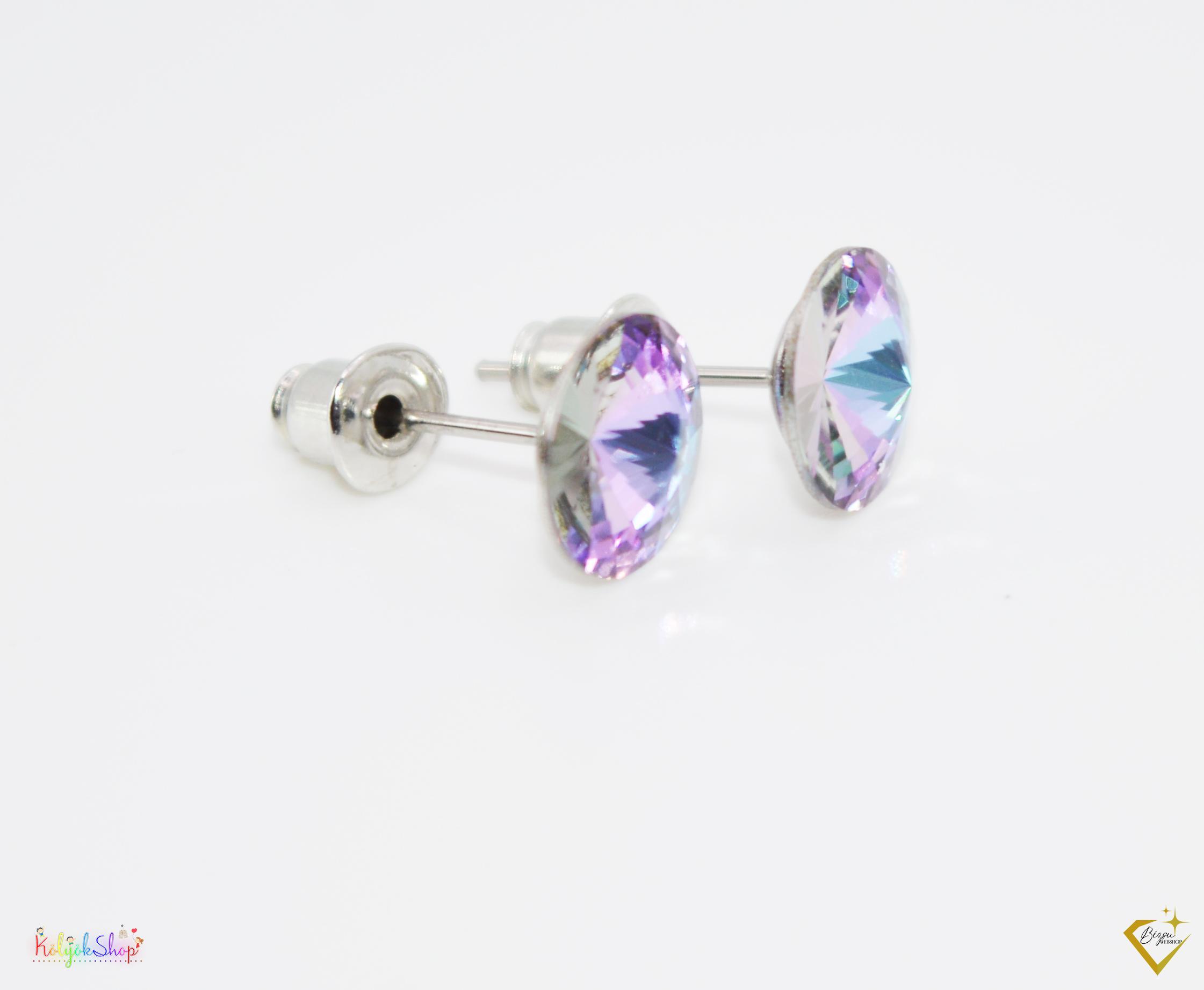 Swarovski minőségű kék-lila színváltós fülbevaló 8mm