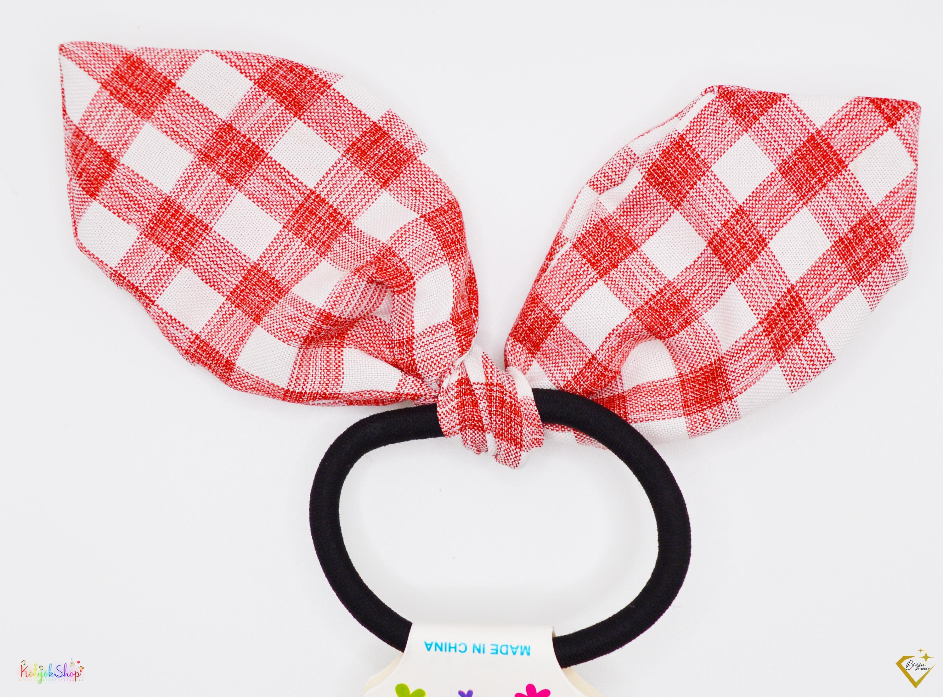 Piros kockás erős hajgumi 1db(masni 14cm)