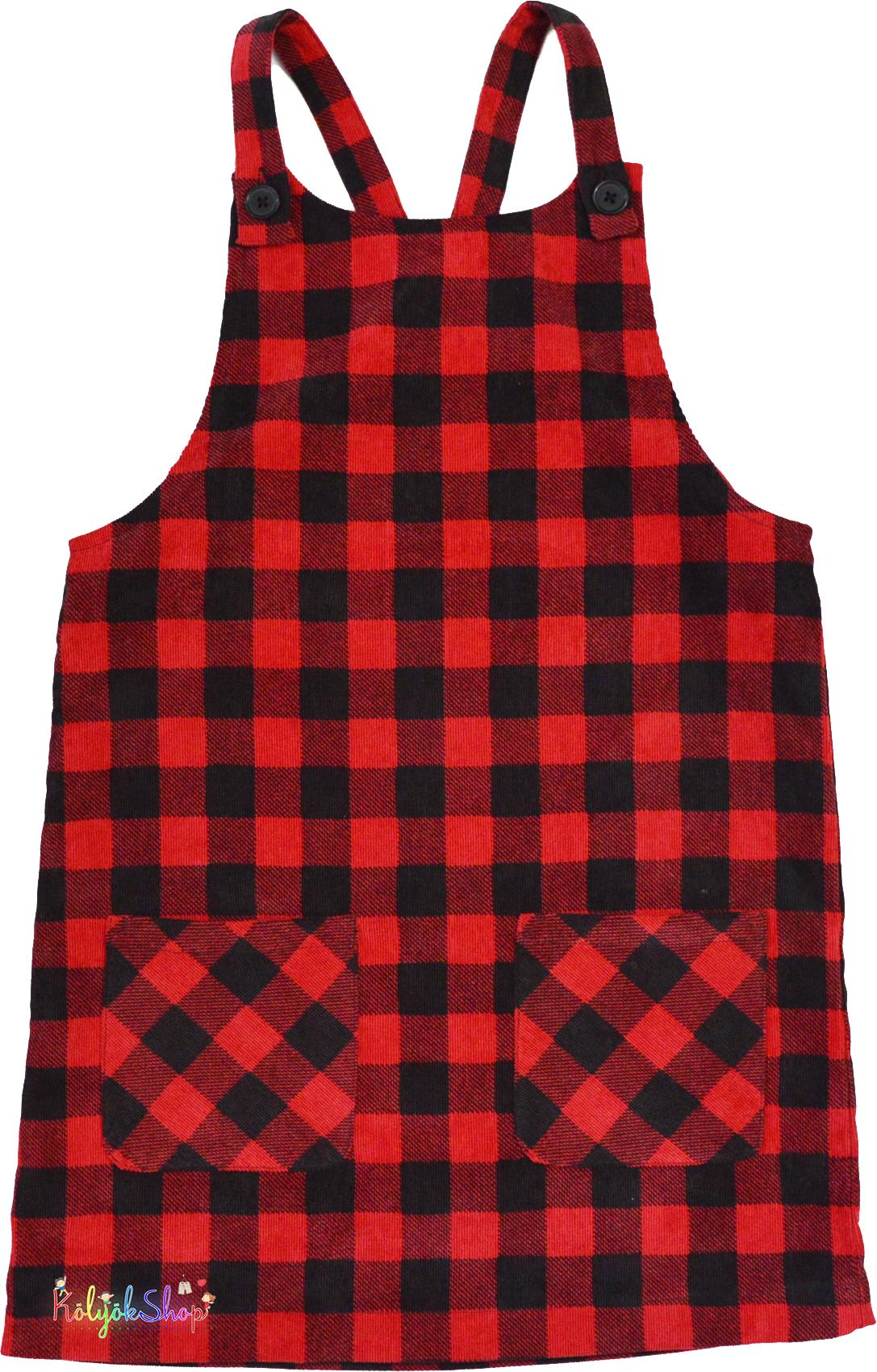 George piros-fekete kockás bársony ruha 7-8év 4-Hibátlan