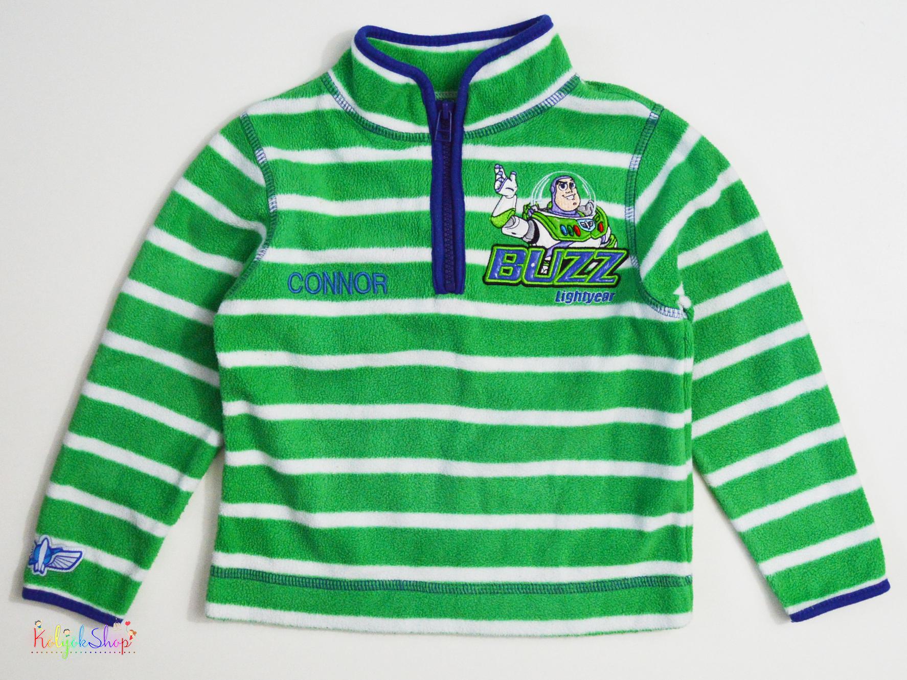 Toy Story zöld csíkos polár pulóver 2-3év 4-Hibátlan