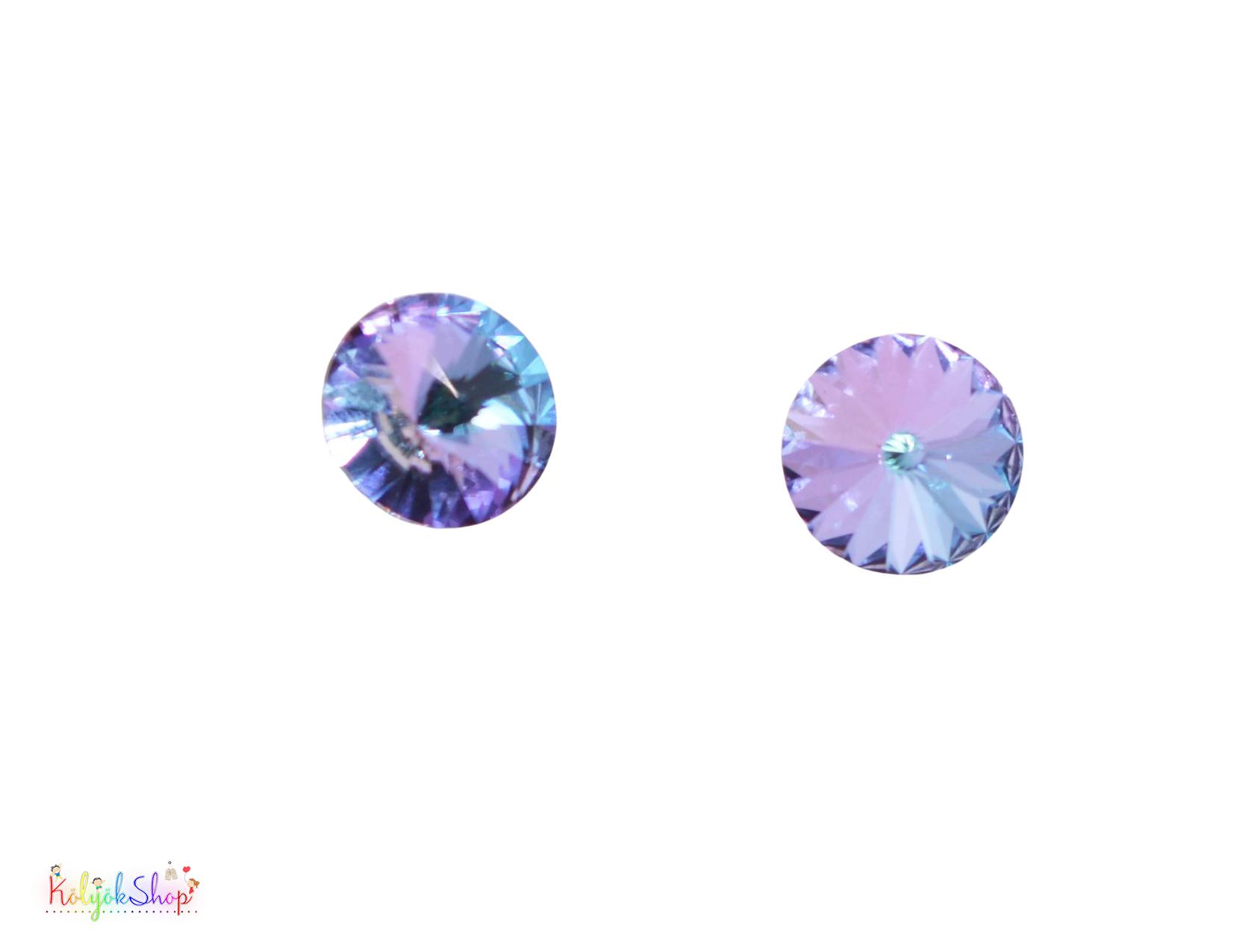 Swarovski minőségű kék-lila színváltós fülbevaló 8mm