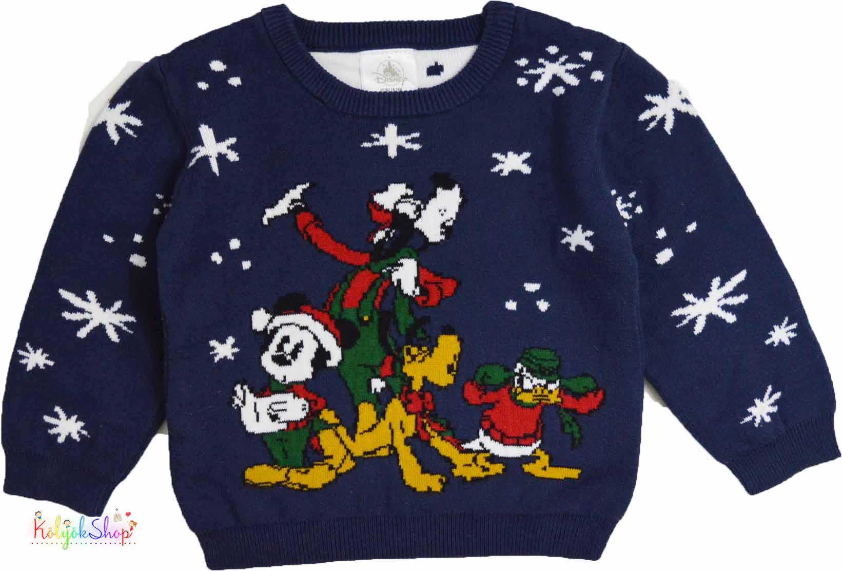 Disney Mickey kék vastagabb kötött pulóver 86-92 4-Hibátlan