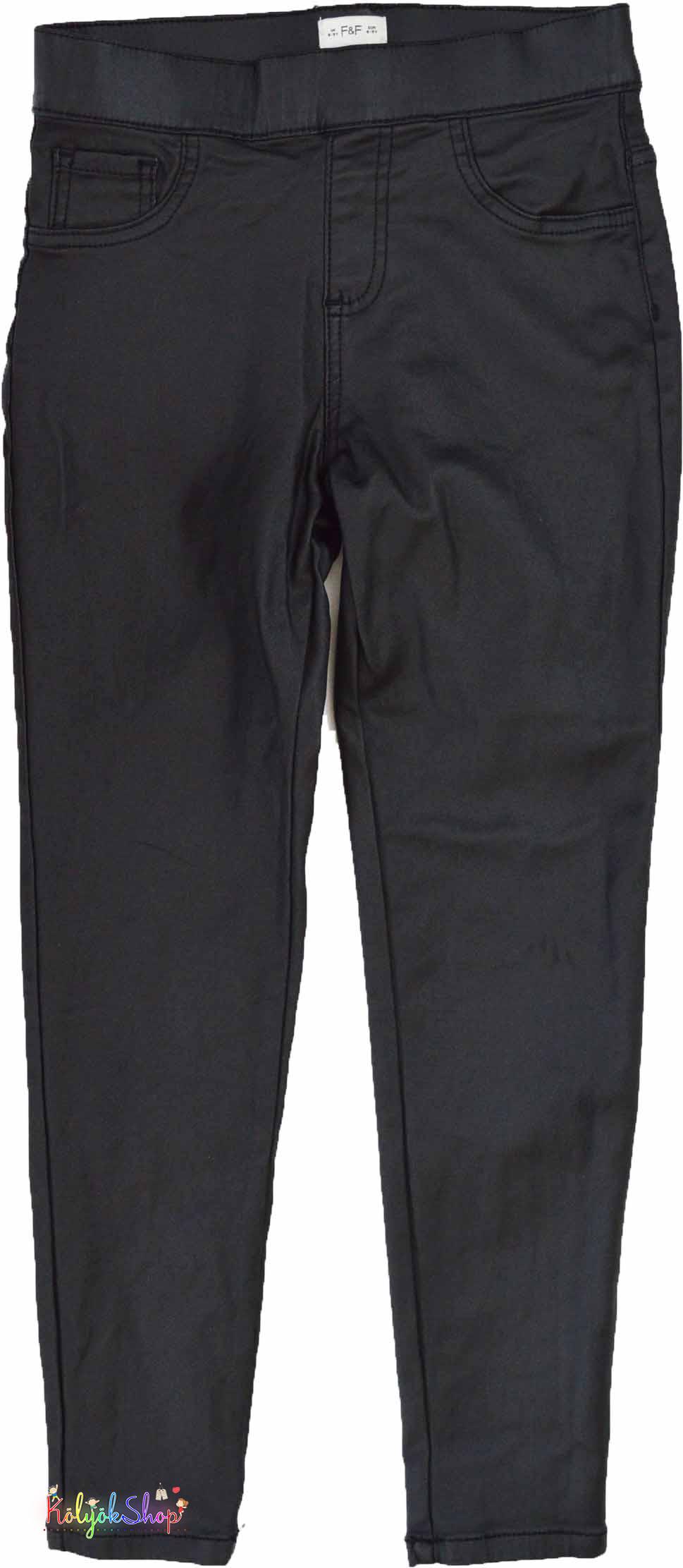 F&F fekete bőr hatású leggings 8-9év 4-Hibátlan(kis kopás)