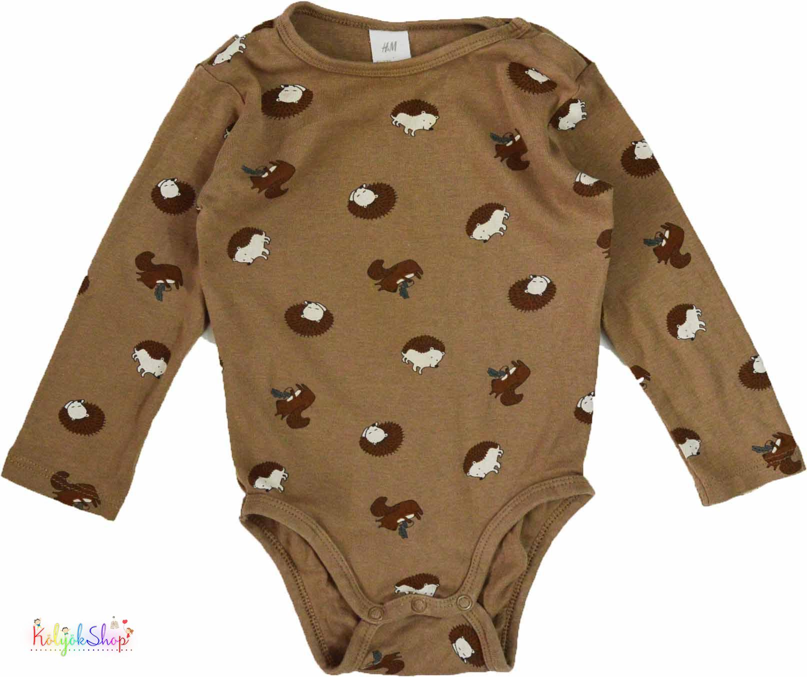 H&M süni mintás barna body 80 4-Hibátlan