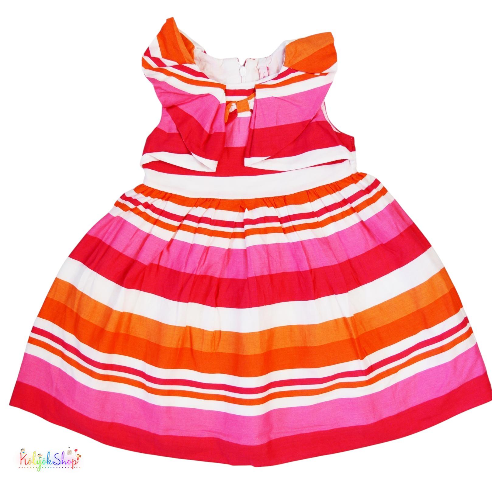 Pink-narancs-fehér ruha 104 4-Hibátlan