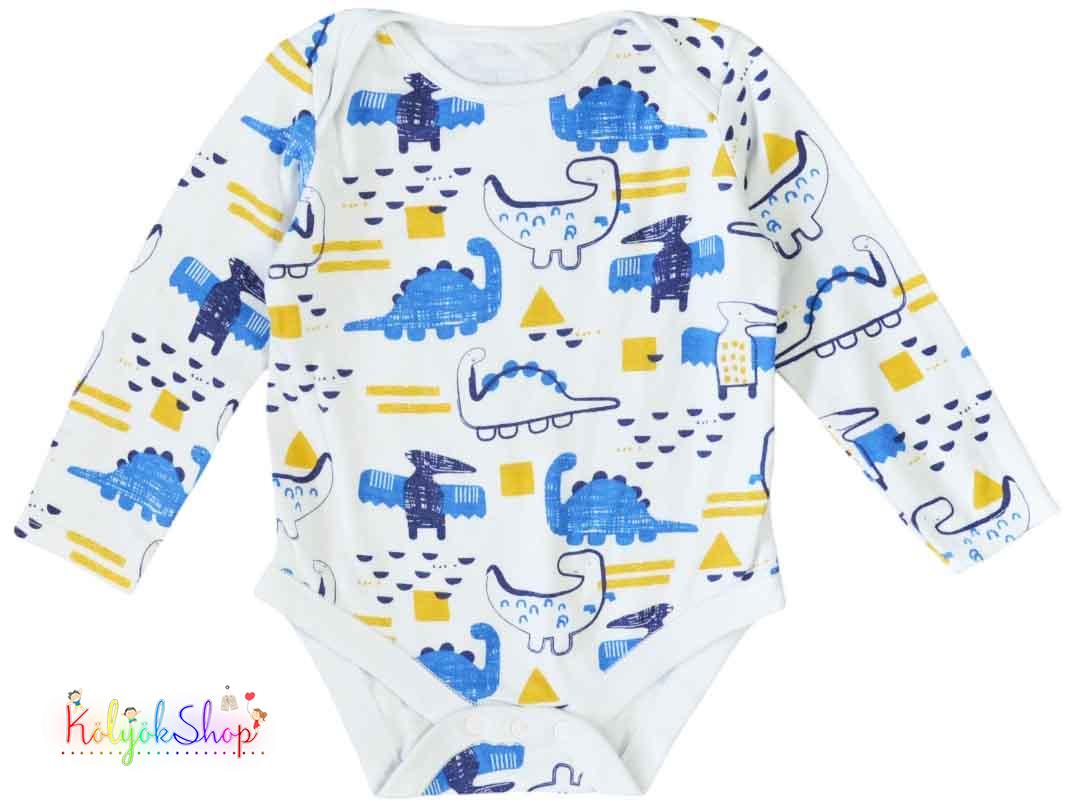 F&F dinó mintás fehér body 80 4-Hibátlan