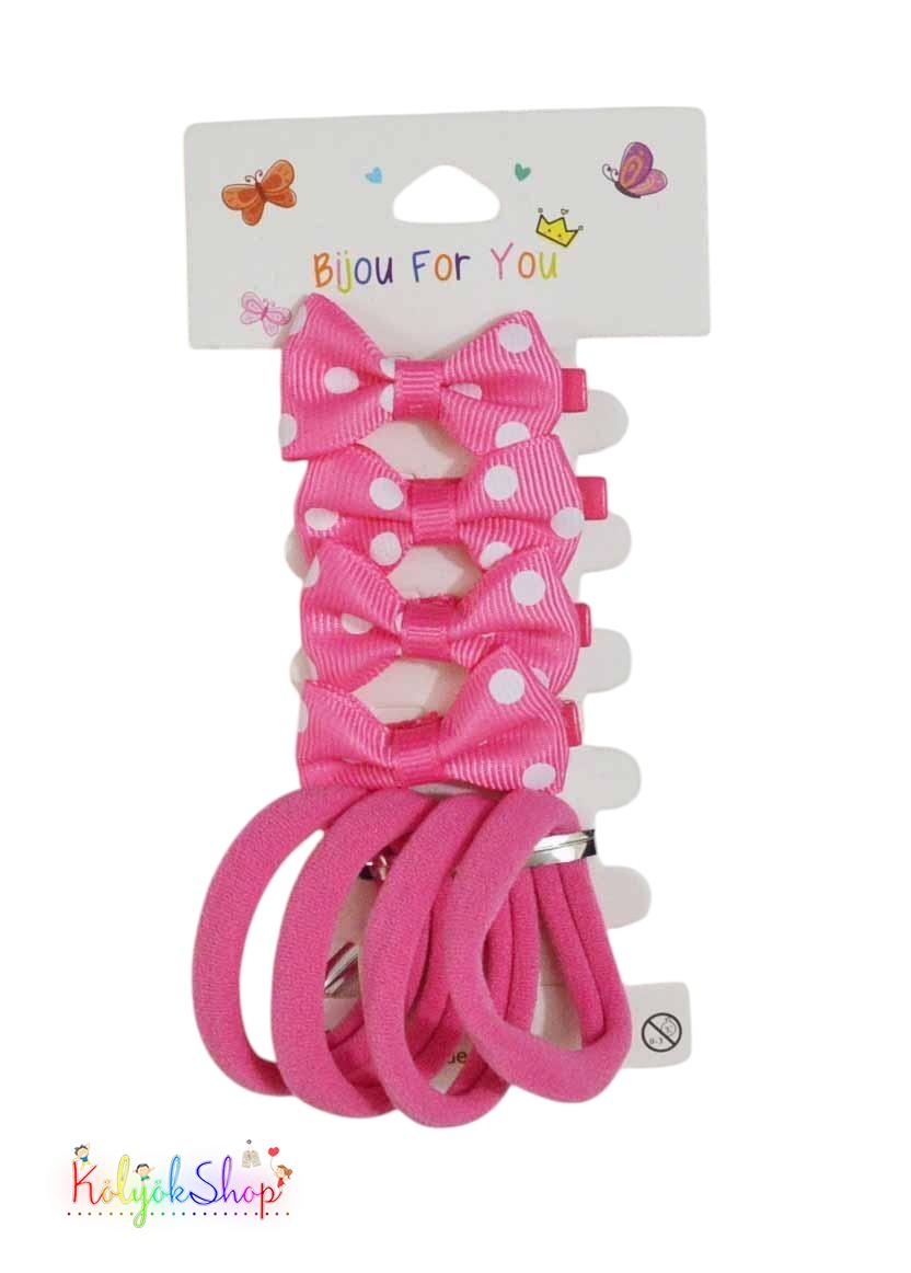 Pink pöttyös krokodil csat-hajgumi készlet 