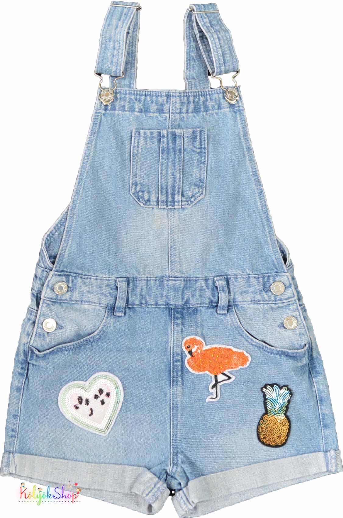 Denim Co. mintás farmer kantáros rövidnadrág 8-9év 4-Hibátlan