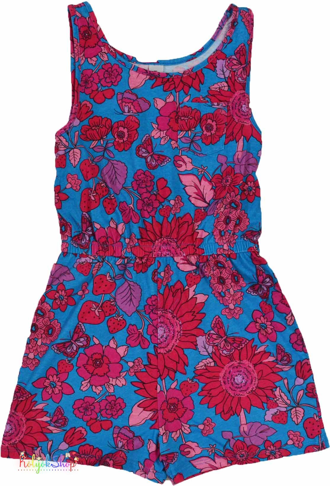 Tu virág mintás kék-pink playsuit 8év 4-Hibátlan