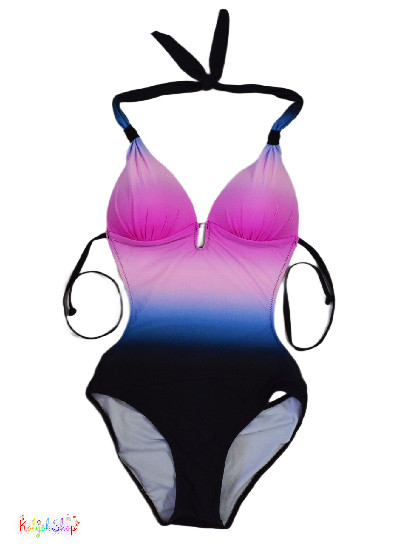Sun Beach rózsaszín-kék-fekete tankini M 6-Új