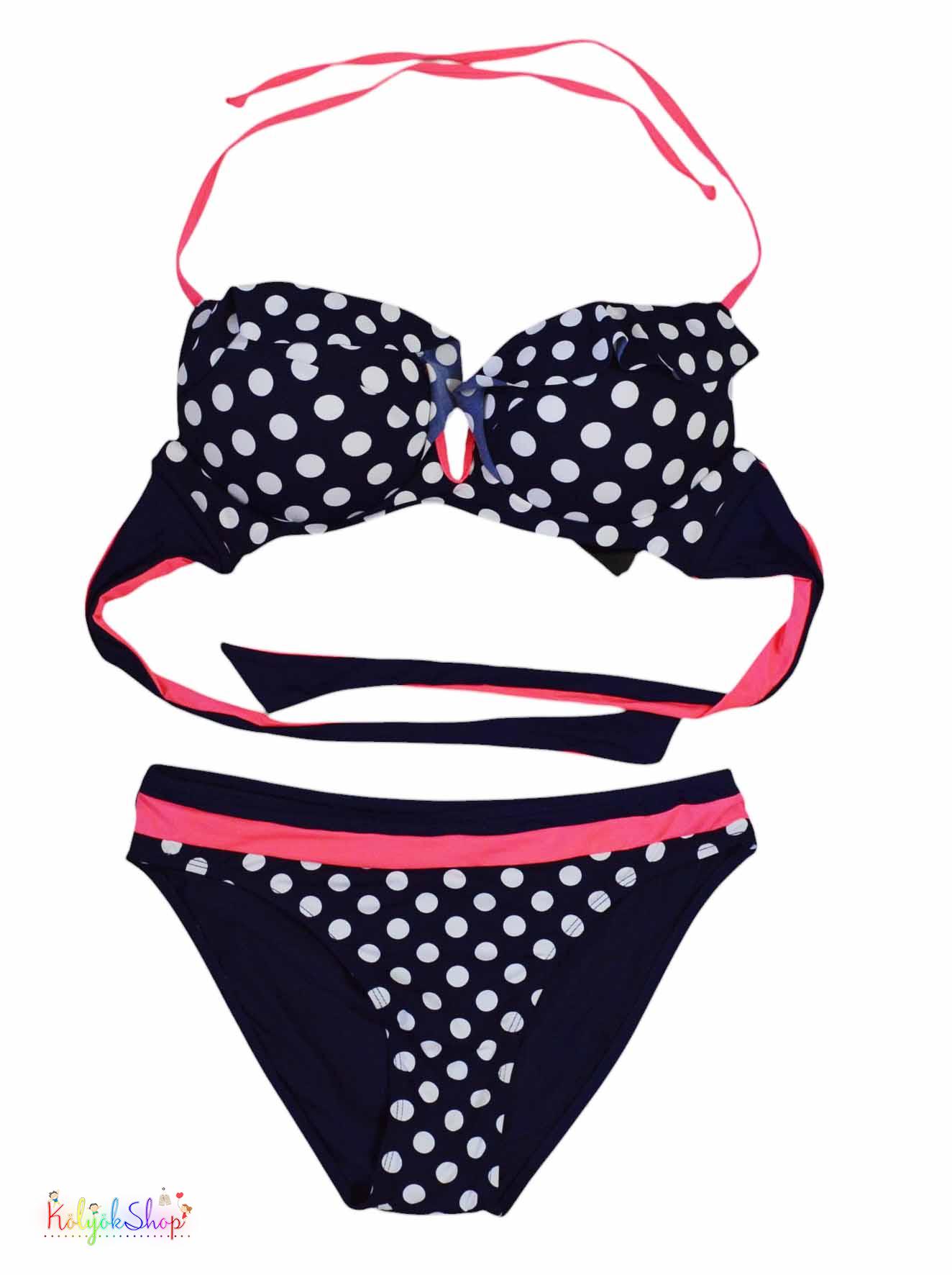 Life Beach pöttyös sötétkék-pink bikini L 6-Új