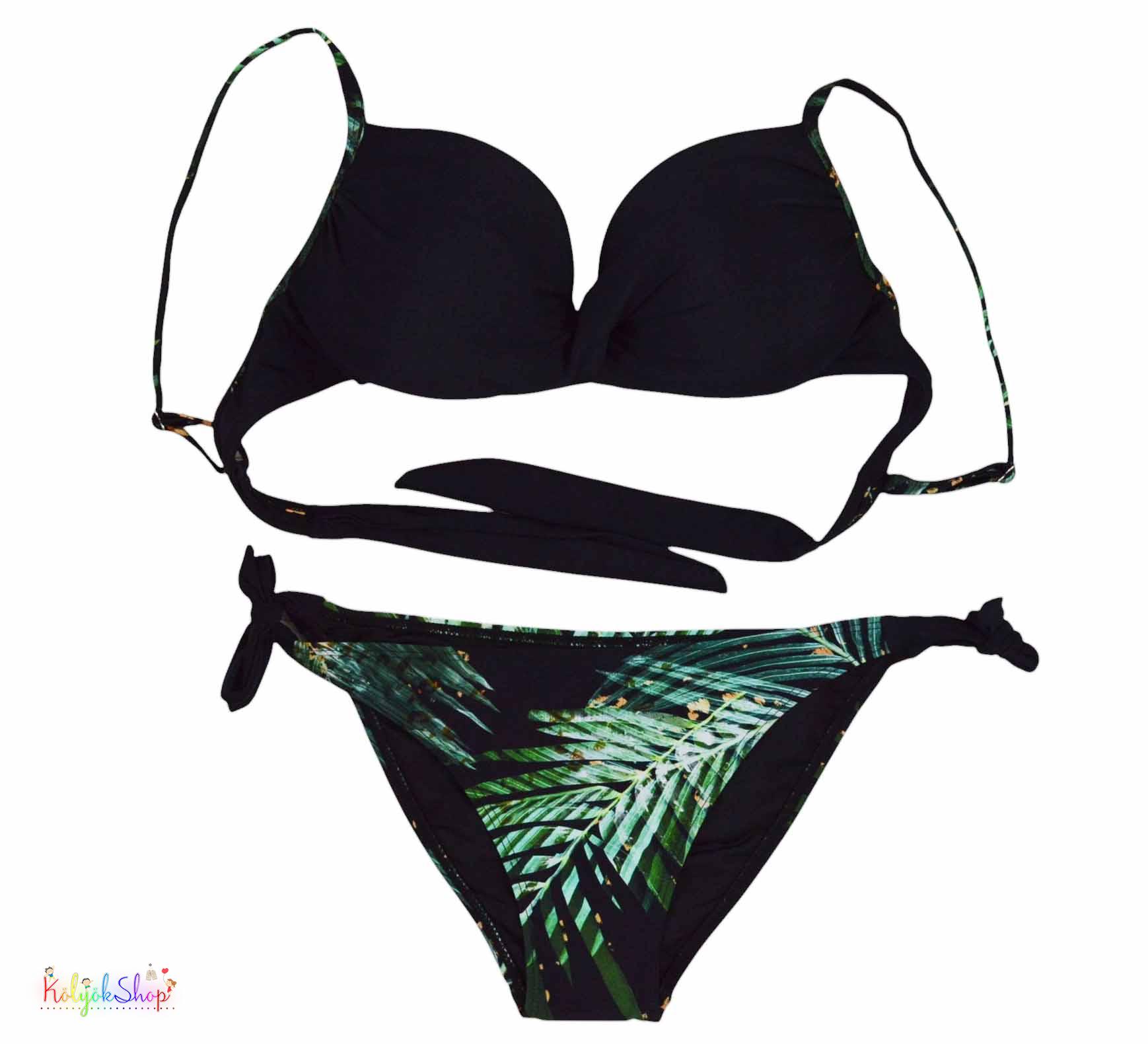 Ayunar mintás fekete bikini 40 6-Új