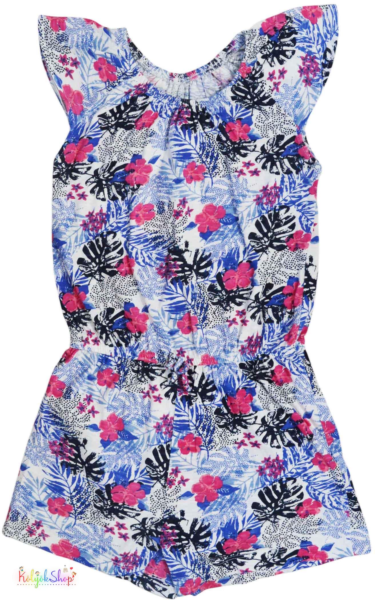 Dunnes mintás kék-pink playsuit 9év 4-Hibátlan