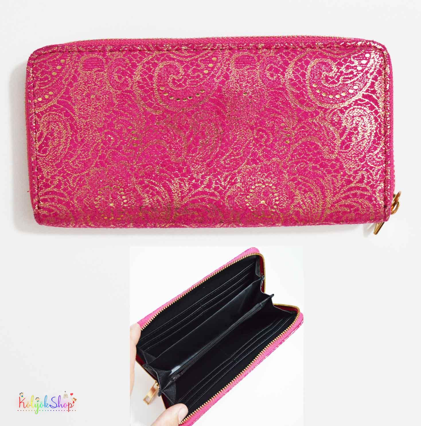 Mintás pink pénztárca 19*9,5cm 5-Újszzerű