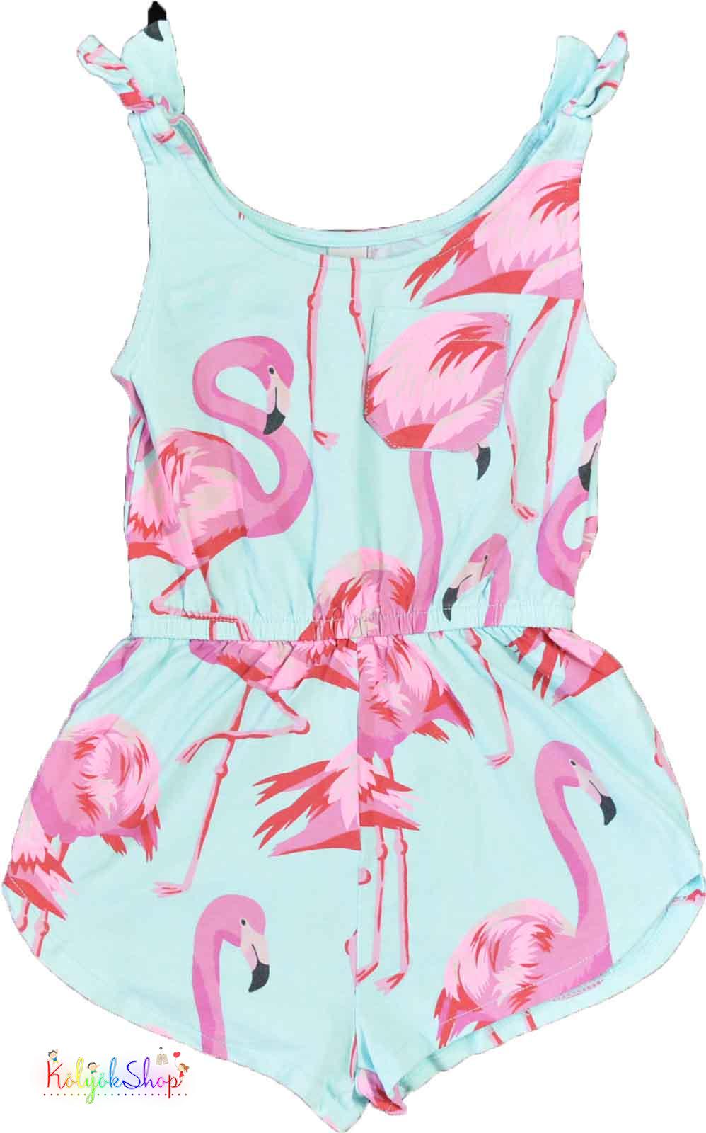 Tu flamingó mintás kék playsuit 3év 4-Hibátlan