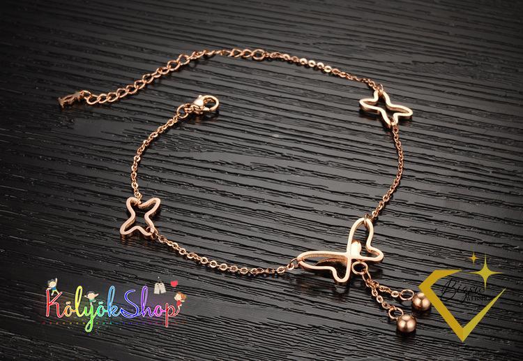 Serenity pillangós rosegold nemesacél bokalánc