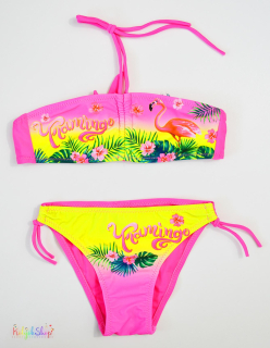 Flamingós rózsaszín sárga bikini 6-7év 