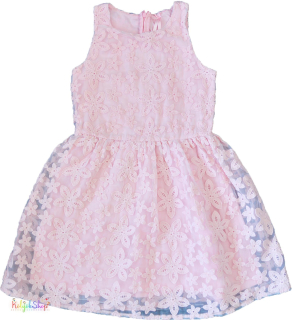 Next hímzett virágos rózsaszín ruha 10év 3-Jó állapot