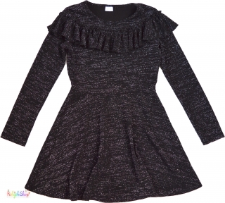 F&F ezüsten csillogó fekete dzsörzé ruha 12-13év 4-Hibátlan(anyaga sztreccses)