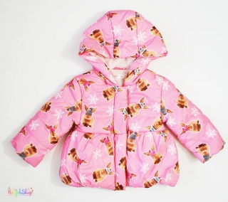 M&Co nyuszi mintás rózsaszín, belül polár könnyű kabát 80 5-Újszerű