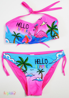 Flamingós pink kék bikini 6-7év 