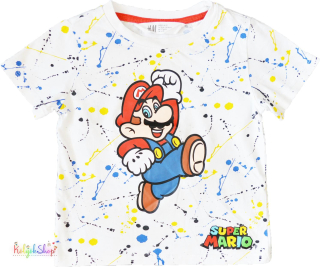 H&M Super Mario fehér póló 92 4-Hibátlan(kis elszíneződés)