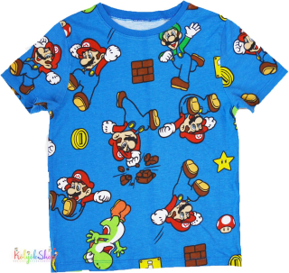 Super Mario mintás kék póló 5-6év 4-Hibátlan