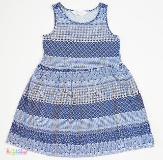 H&M kék-fehér mintás ruha 4-6év 4-Hibtálan(halvány folt)