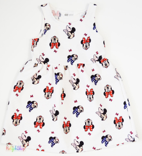H&M Minnie mintás fehér vastagabb dzsörzé ruha 2-4év 4-Hibátlan