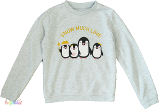 Primark pingvines szürke pulóver 7-8év 3-Jó állapot