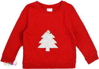 Karácsonyfás simítos piros pulóver 3-4év 4-Hibátlan
