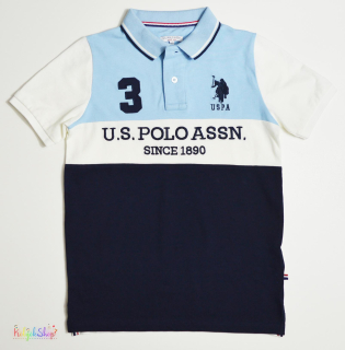 U.S. Polo Assn. világoskék-sötétkék-fehér ingpóló 10-11 5-Újszerű