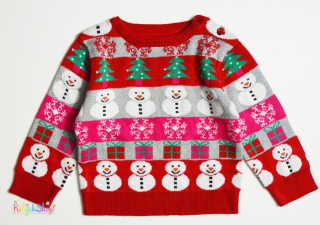 Next karácsony mintás piros kötött pulóver 86 3-Jó állapot