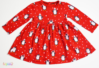 John Lewis pingvin mintás piros ruha 86 5-Újszerű