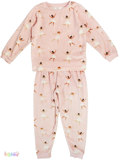 M&S balerina mintás rózsaszín plüss pizsi szett 4-5év 4-Hibátlan
