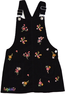 F&F hímzett virágos fekete bársony kantáros ruha 6-7év 5-Újszerű