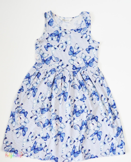 H&M pillangó mintás kék csíkos ruha 8-10év 5-Újszerű
