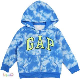 Gap kék mintás cipzáras pulóver 4év 4-Hibátlan(kis folt))