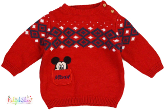 F&F Mickey piros kötött pulóver 56 4-Hibátlan