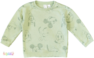H&M Mickey mintás zöld pulóver 86 3-Jó állapot