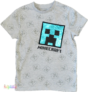M&S Minecraft simítós szürke póló 7-8év 4-Hibátlan