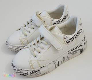 Feliratos fehér cipő 33 Bth: 19,5cm 4-Hibátlan(kis kopás)