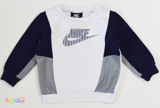 Nike fehér-szürke-sötétkék pulóver 80-86 4-Hibátlan(kis bolyhosodás)