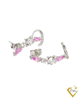 Madelyn rózsaszín cirkónia köves ezüst színű fülgyürő